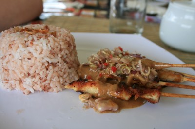 Satay and natural rice - Bali food Satay and natural rice - Bali food