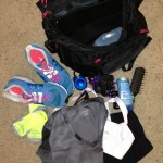 What's in your workout bag? Here's Heathers bag contents for run and bike