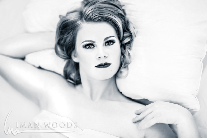 Iman Woods Pinup Therapy - Using natural light to showcase natural beauty. Lit from large windows camera right.