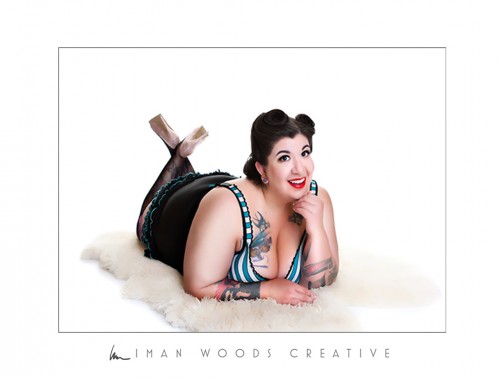 Prior to my shoot with Iman I always just thought people were being nice when they said I was beautiful because I don’t fit America’s standard of beauty, my photo’s helped me see what everyone else does. Pinup is such a beautiful, innocent, art form that I think every woman no matter what their size should par-take in even if it’s just for herself.